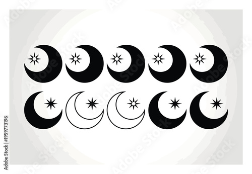 Moon Phase Vector Illustration with Stars
