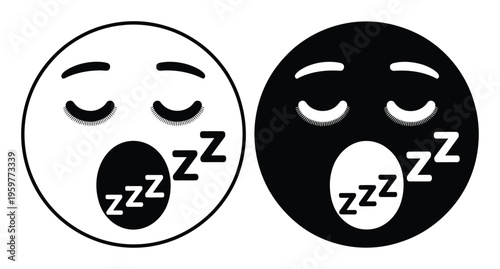 Sleeping Emoji Faces Vector Illustration