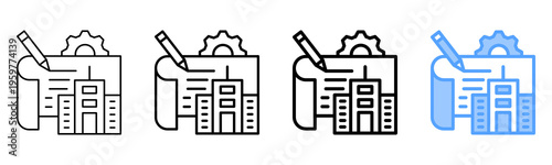 Urban Planning Icon Different Style Outline Collection Set 