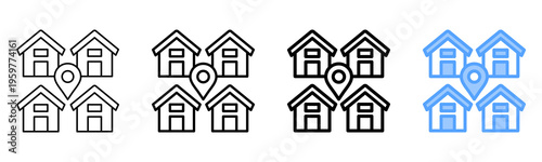 Residential Area Icon Different Style Outline Collection Set 