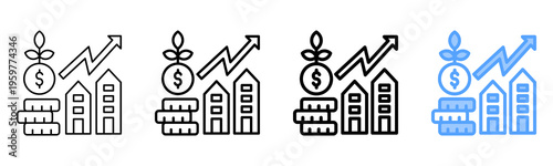 Building Investment Icon Different Style Outline Collection Set 