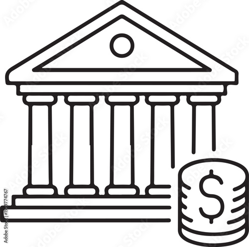 Minimalist black outline tax with dollar sign tax dollar sign