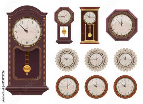 set of vintage clocks