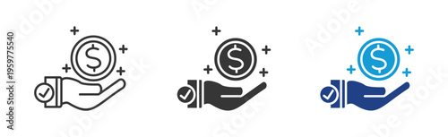 Budgeting icon set multiple style collection	

