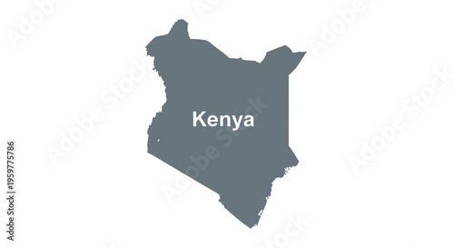 A dark blue silhouette map of kenya with the country s name labeled within it
