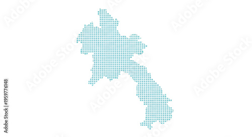 A pixelated teal colored map representing the geographical shape of laos high quality professional detailed modern