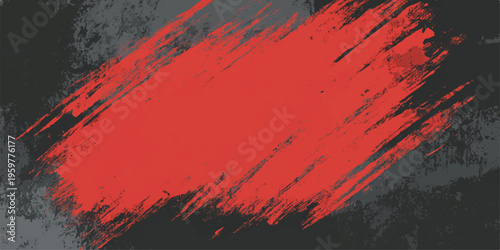 A dark red grunge background features a textured wall design with a dirty paint splash pattern and black art elements on old weathered paper