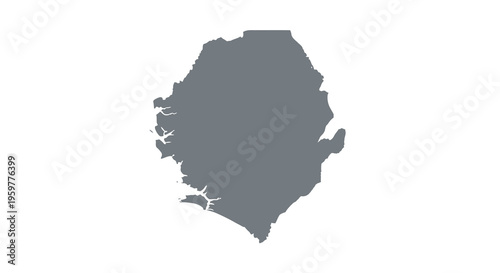 A dark gray silhouette depicts the geographical outline of the nation of sierra leone high quality
