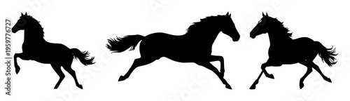 Horse galloping silhouette set with simple line art design featuring line art, illustrations, graphic resources with vector and design elements