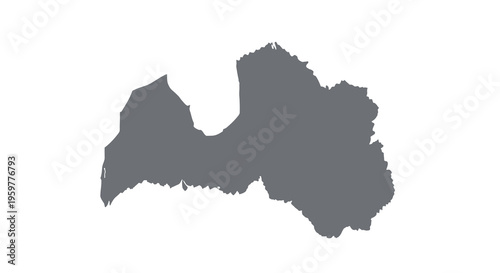 A grayscale silhouette depicting the geographical outline of latvia a baltic state high quality professional detailed