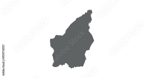 A stark black silhouette of a landmass against a plain white background resembling a coastline