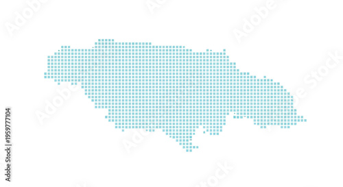 A dotted turquoise map representing the island nation of jamaica against a white background high quality