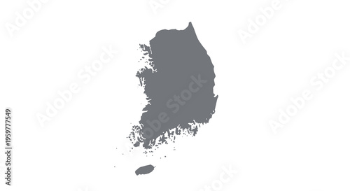A grayscale silhouette depicting the geographical outline of the korean peninsula high quality professional detailed modern