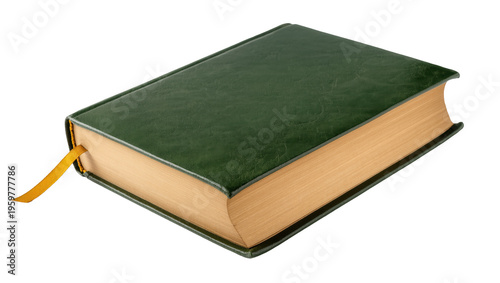 Εκτύπωση καμβά Elegant closed green book with a yellow ribbon bookmark, symbolizing wisdom and