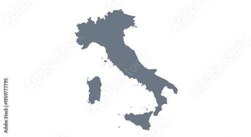 A dark blue silhouette outlines the geographical shape of italy and its major islands high quality