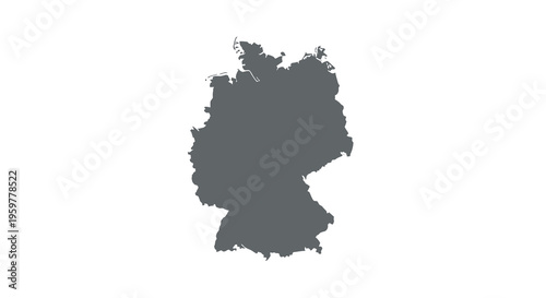 A dark silhouette outlines the geographic shape of germany against a white background high quality professional