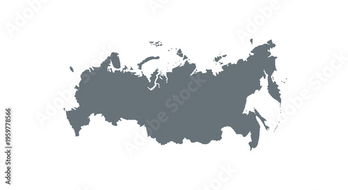 A grayscale outline depicting the geographical shape of the russian federation high quality professional detailed modern