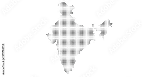 A dotted representation of the map of india against a plain white background high quality professional