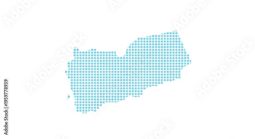 A light teal pixelated map of yemen showcasing its geographical boundaries and shape high quality professional