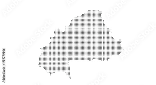 A minimalist dotted outline depicting the geographical shape of burkina faso africa high quality professional detailed