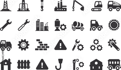 Black and white line of transportation vehicles and household line transportation truck