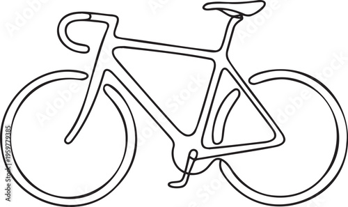 Minimalist road bike line art, continuous line bicycle vector, modern cycling icon
