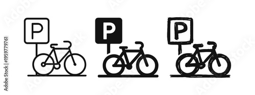 Bicycle Parking and Bike Rack Icon Set - Cycling and Urban Commuting Symbols
