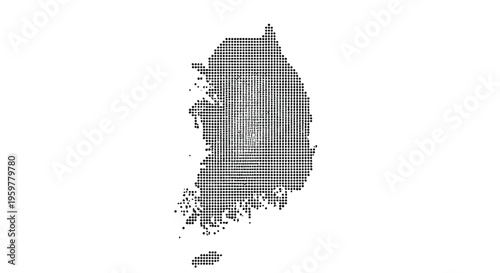 A dotted grayscale representation of the republic of korea s geographic shape high quality professional detailed