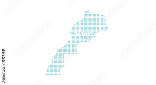 A teal dotted representation of the country of Morocco with its name labeled high quality professional
