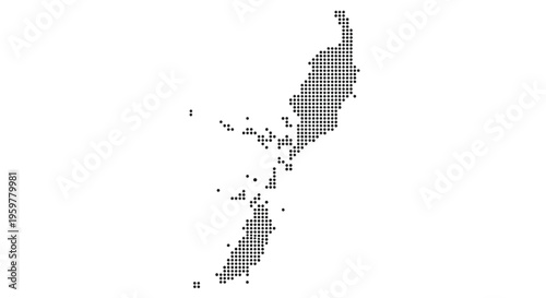 A stylized dotted representation of new zealand s north and south island shapes high quality professional