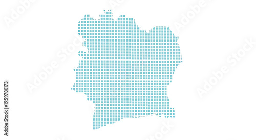 A light teal pixelated abstract shape resembling a landmass or geographical outline high quality professional detailed