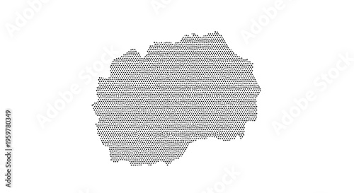 Abstract representation of north macedonia formed by numerous small black dots on white high quality professional