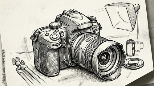 Wallpaper Mural Camera gear sketch for photography concept Torontodigital.ca