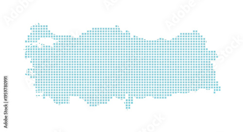 A pixelated light blue representation of the geographical shape of turkey high quality professional detailed modern