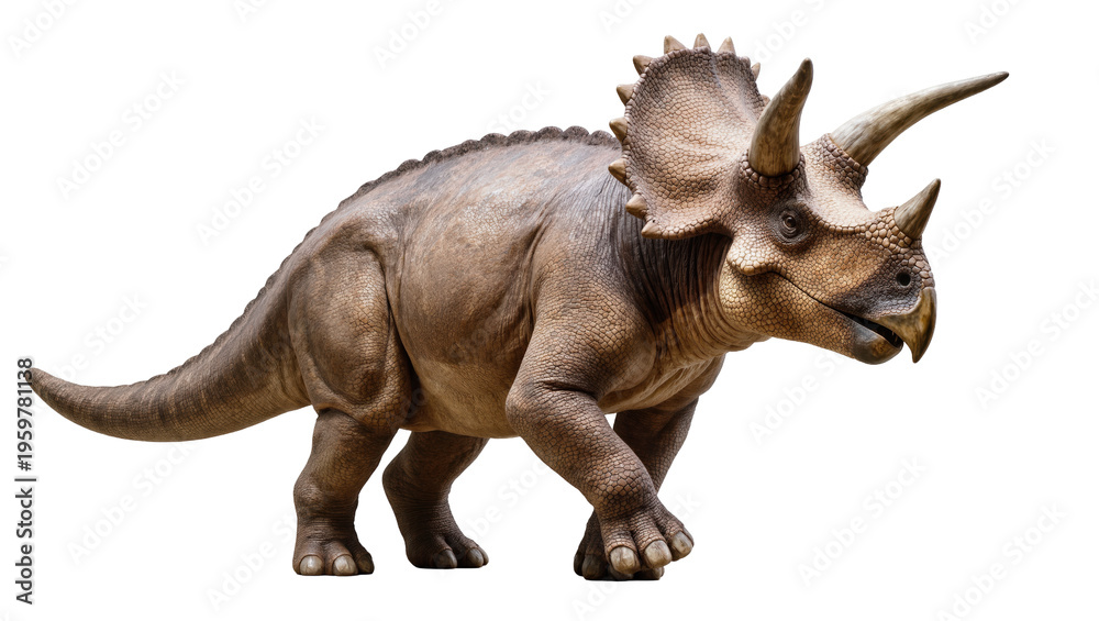 Fototapeta premium Prehistoric Triceratops dinosaur with majestic frill and three powerful horns