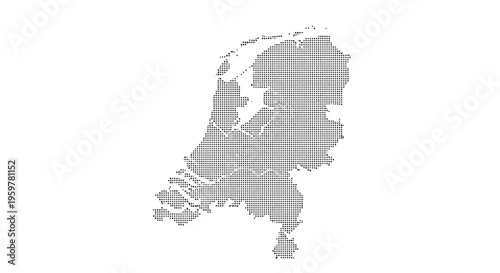 A dotted grayscale representation of the netherlands showcasing its geographic shape and coastline high quality professional