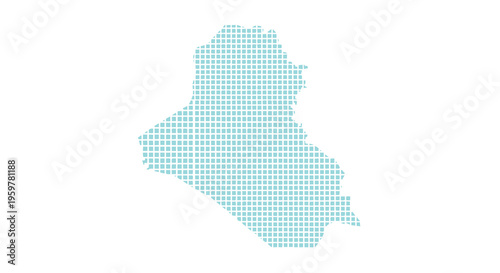 A teal dotted representation of the country of Iraq showing its geographical shape high quality professional