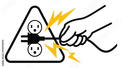 Electric Shock Warning Vector Illustration