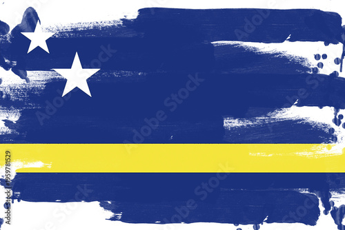 Foto Official National Flag of Curaçao, a Caribbean Island Country, Displaying a Vibr