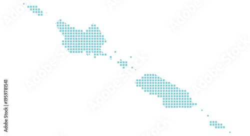 Abstract teal pixelated map outline representing a landmass with islands high quality professional detailed modern elegant