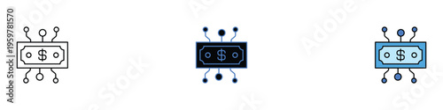 Digital currency and electronic money transfer network. Fintech banking and financial technology connection symbol. Vector Illustration.