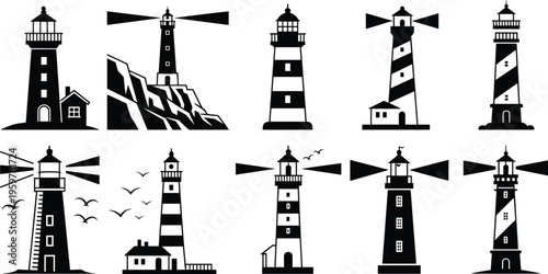 Black and white silhouettes of various buildings and architectural structures architecture skyscraper