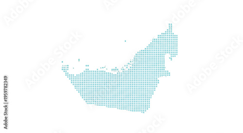 A light blue dotted map of the united arab emirates against a white background high quality