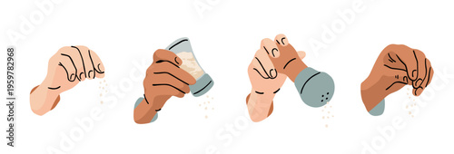 Hands sprinkling salt and seasoning