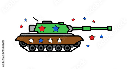 Green Military Tank with Stars.