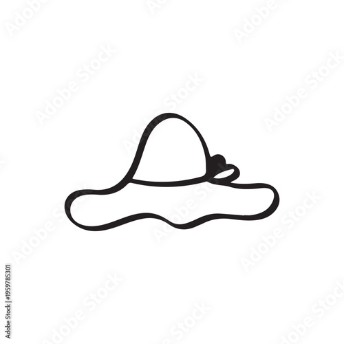 Hand drawn summer sun hat outline