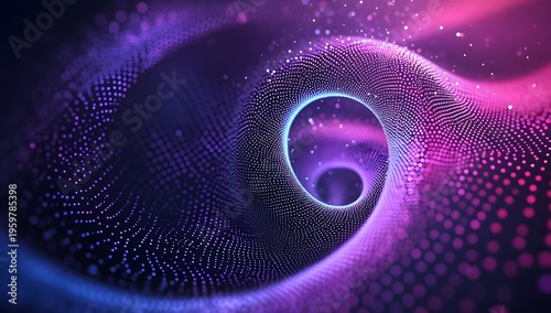 Scientific research background with colorful dots forming an abstract spiral