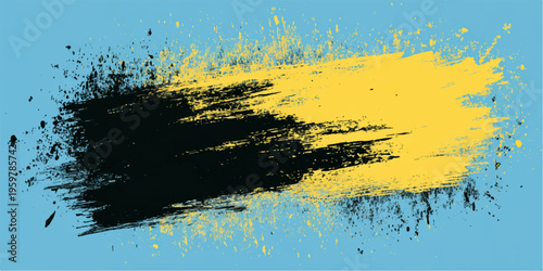 Abstract vector grunge background featuring a creative pattern of black ink splatters and green watercolor paint stains with artistic brush texture and liquid spray drops for a dirty frame design