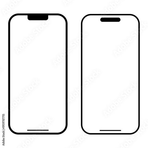 Pair of Modern Smart Phone Mockups for Side by Side Mobile Application Comparison.