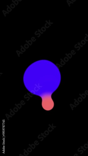Animated Liquid Blob Shapes Moving on Black Background, Vertical 4K Loop